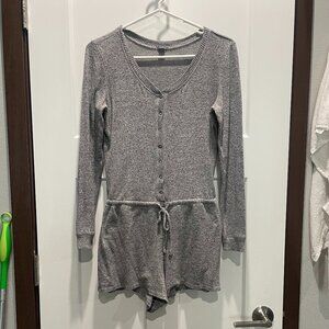 Aerie Pajama Shorts Button Up Long Sleeve Romper